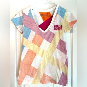 Billabong Multicolor Striped V-Neck T-Shirt